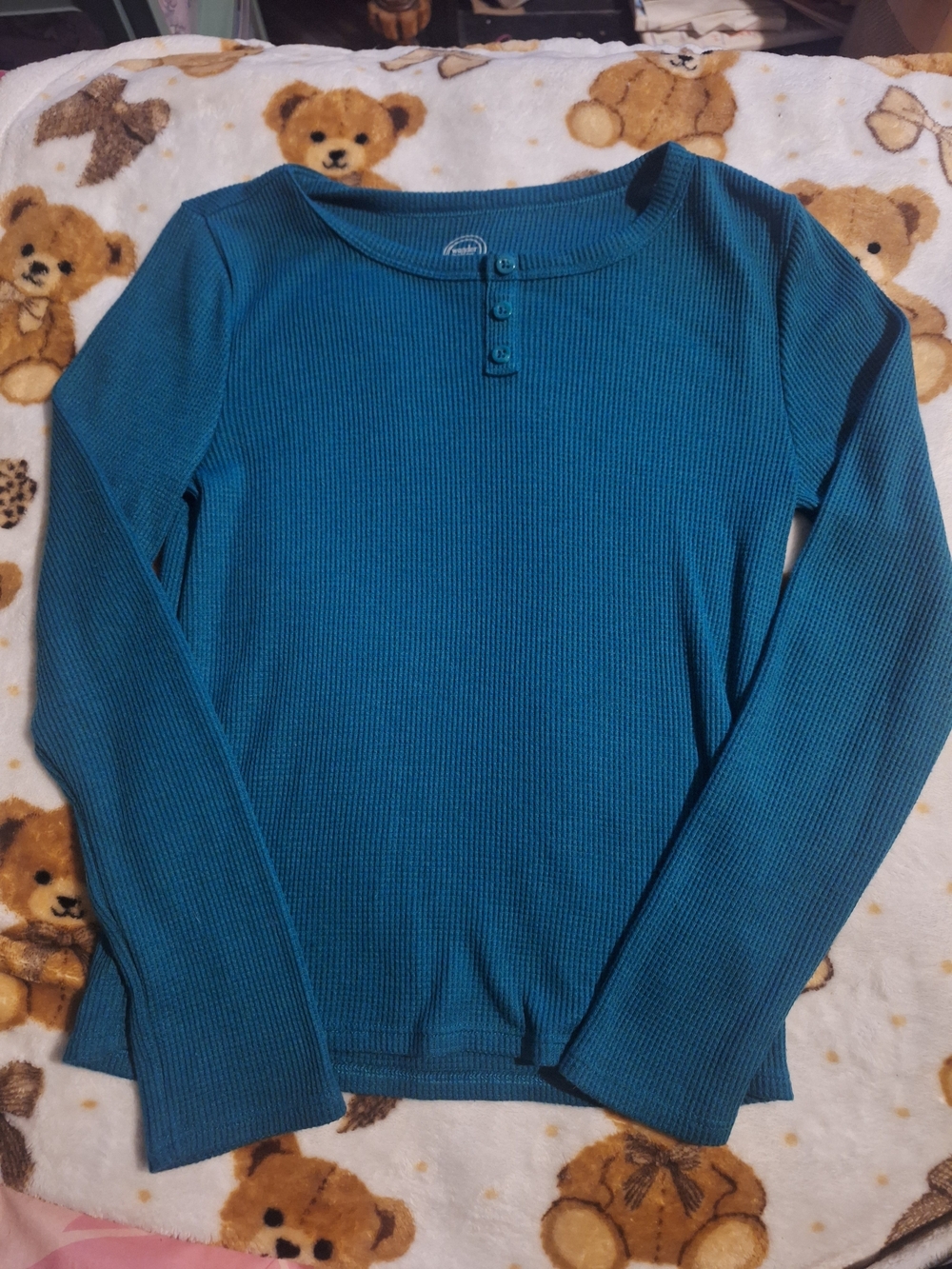 Teal Ribbed Long Sleeve Top